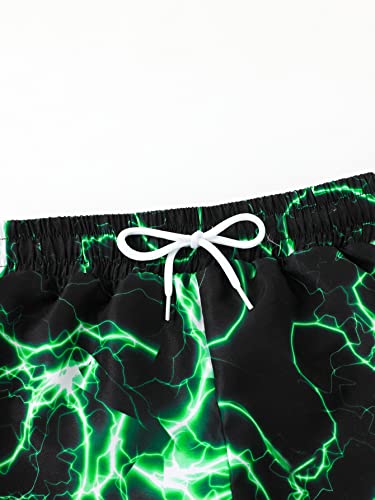 WDIRARA Boy's Lightning Print Waist Swim Trunks Quick Dry Swim Beach Shorts3