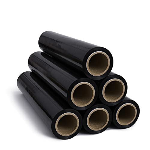 RAGO® Stretchfolie Schwarz folie für möbel 1 Stück 150m Hand Stretchfolie rollen I Palettenfolie Handfolie Wickelfolie I Verpackungsmaterial (7,5 x 7,5 x 40 cm) 0,9 kg I 150m Länge
