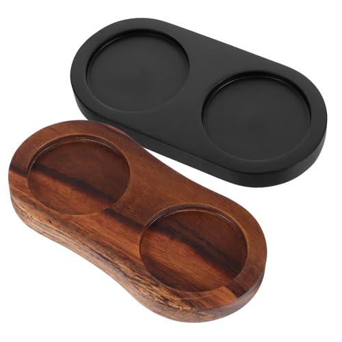 Tofficu Bandeja de Madera para Molinillo de Pimienta 2 Piezas 5.8 Cm Soporte para Pimentero Organizador de Condimentos Base Estable para Cocina y Comedor