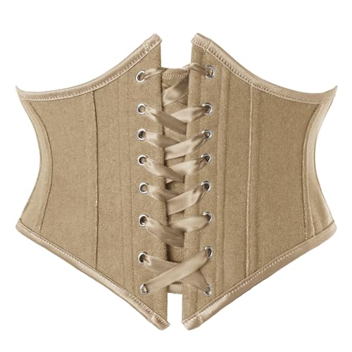 Image of Scarlet Darkness Corset Belt for Women Floral Lace Up Boned Underbust Corset Waist Belts khaki 8