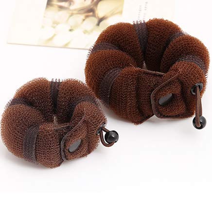 Set of 2 Brown Magic Hair Styling Styler Hot Hair Donut Bun Ring Styler Maker for Women Lady Girls (1 large+1 small)