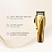 RED Pro Professional Cordless Hair Clipper for Men, Electric Rechargeable Hair Clipper Set for Barbers and Stylists with Up to 150 Minutes Battery Life, 6 Clippers Guide Included (Matte Gold)