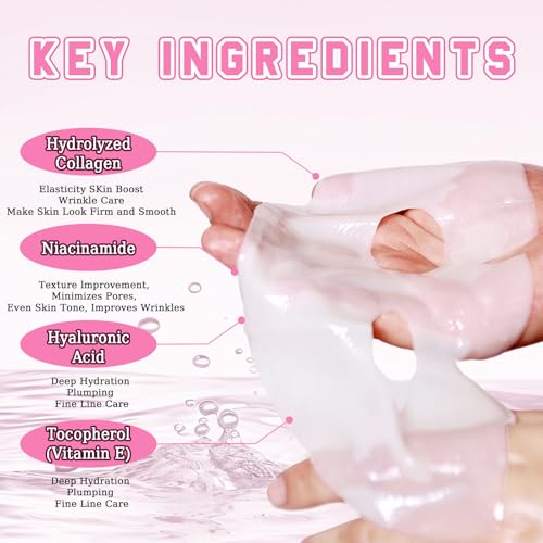 5 Pack Bio Collagen Face Masks Skincare Deep Collagen Mask Overnight Hydrogel Face Masks Hydrating Sheet Masks Women Skin Care, Firming, Pore Minimizing, Elasticity Improvement, Moisturizing - Image 3
