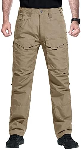 FREE SOLDIER Men's Cargo Pants,Tactical Pants for Men Stretch,Durable Ripstop EDC Work Pants for Hiking(Brown 38W/32L)