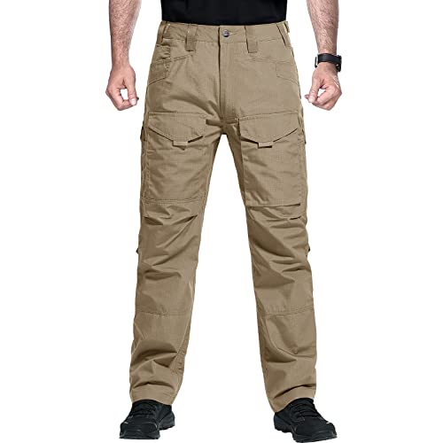 Free Soldier Men's Cargo Pants,Tactical Pants For Men Stretch,Durable Ripstop Edc Work Pants For Hiking(Brown 38W/32L) #TOP7