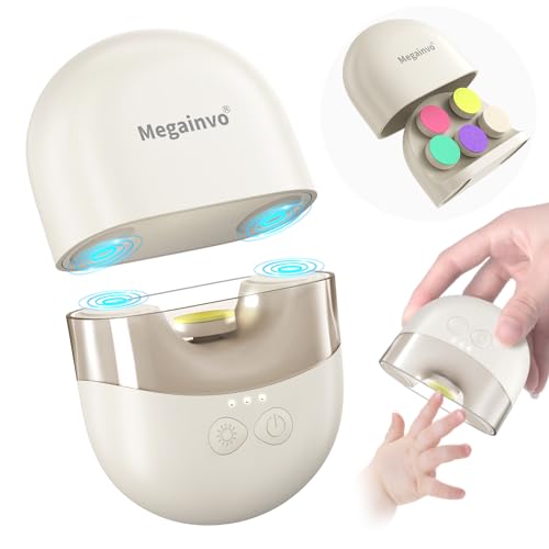 Megainvo Lima Elétrica Uñas Bebé,USB Recargable,Lima Uñas Bebé,Almacenaje para Recambios de Cabezales, Cortauña Bebés Eléctrica con Luz LED, Lima Eletrica de Uñas para Bebés Recién Nacido Niños(Rosa)