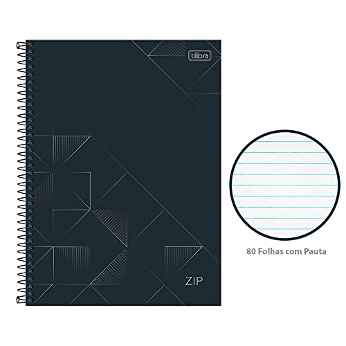 Kit de Caderno, 01 Matéria, Capa Dura, Zip, 80 Folhas, Tilibra, Pacote com 4 Unidades