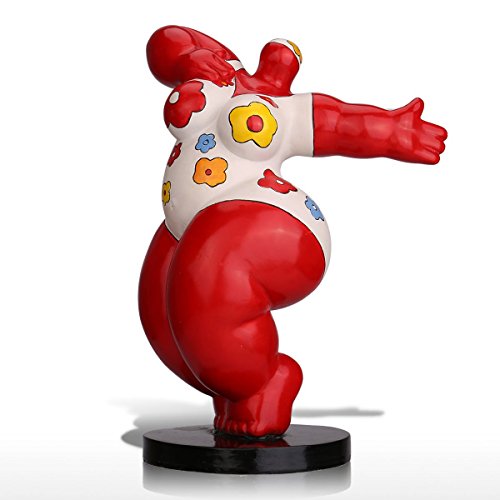 Tooarts Grosse Femme Sculpture en Résine Hyperbolique Modélisation Décoration Danse Rouge Cover