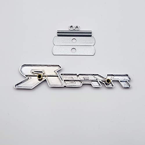 Image of Chrome Metal Type-R Logo Car Front Grille Emblem Premium 3D Racing Sport Turbo Power Grill Badge (Black&Red)