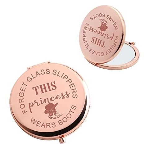 BAUNA Cowgirl Makeup Mirror Western Themed Pocket Mirror Forget Glass Slippers This Princess Wears Boots (Cowgirl Makeup Mirror) Cover