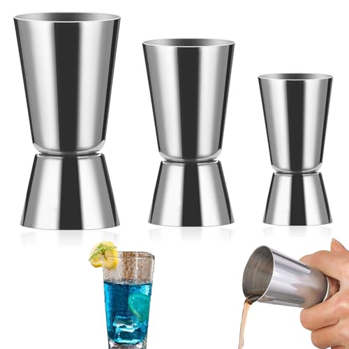 Lot de 3 verres doseurs à cocktail - 3 cl/4 cl/5 cl - Gobelets doseurs à cocktail - Distribution d'accessoires Swing Cocktail - Jigger pour bar et fête - En...