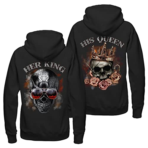 Her King His Queen Hoodie, Skeleton Couple Hoodie, Skull Couple Hoodie, Matching Couple Hoodies, His And Her Sweatshirt, Valentine's Day Gifts