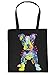 Produktbild Cool Bedruckte Stofftasche/Jutebeutel/Einkaufstasche in schwarz mit trendy Neon Motiv: On My Own - Junger süßer Pitbull