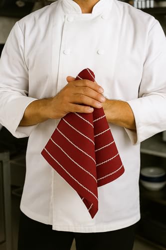 Image of Cotton Kitchen Hand and Lunch Towels - Solid Colors, Super Absorbent, 100% Cotton, Quick Dry, Multipurpose Dish Cloths for Home & Restaurant Use (Pack of 4, 18 X 24 Inches) (Maroon)