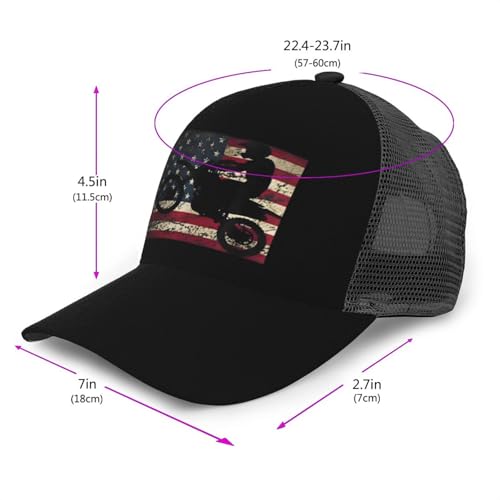 Dirt Bike Motocross USA Flag Mesh Baseball Cap - Classic Adjustable Peak Cap, Trucker Hat for Men & Women3