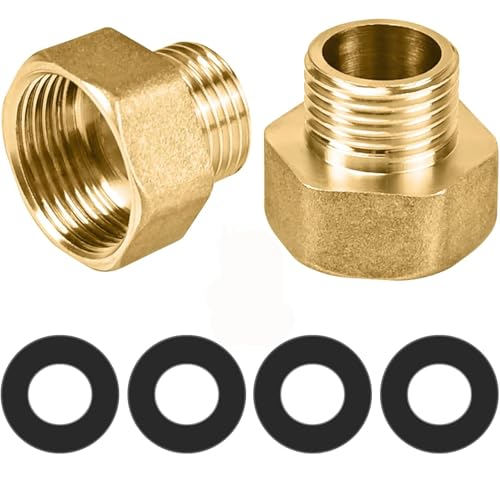 NISENTIA Reduzierstück 3/4 Zoll auf 1/2 Zoll | Messing Reduzierverlängerung mit 4 Stück Gummidichtung | AG/IG Adapter 3/4 zoll auf 1/2 zoll für Rohrverbindungen