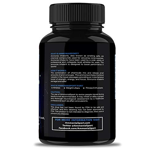 AmmoniaSport Athletic Smelling Salts - Ampules (25) Smelling Salts Powerlifting - Ammonia Inhalant - Salt Sticks - Rush Inhalant - Focus Up - Powerlifting Gear - Focus Aid - Energy Aid - Nose Lifting