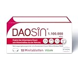 DAOSiN Tabletten, Hochdosiert, bei Histaminunverträglichkeit zur Ergänzung des körpereigenen DAO Enzyms zum Histaminabbau aus der Nahrung, Hohe Enzymaktivität 1,1 Mio. HDU, Vegan - 1 x 10 Tabletten