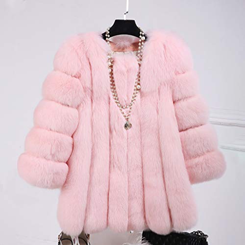 iYYVV Women Winter Warm Fashion Solid Jackets Short Stitching Button Faux Fur Coat - Thumbnail 4