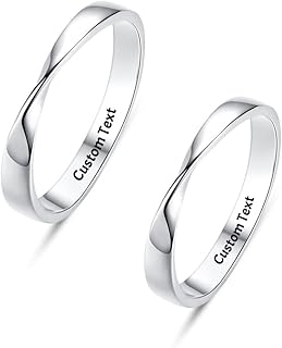 Best Friend Ring Friendship Rings Mobius Twist for 2 Matching Friends Bff Soul Sister Couples Twin His & Her Love Gifts Simple Promise Pinky Personalized Engraved Custom Name Sterling Silver
