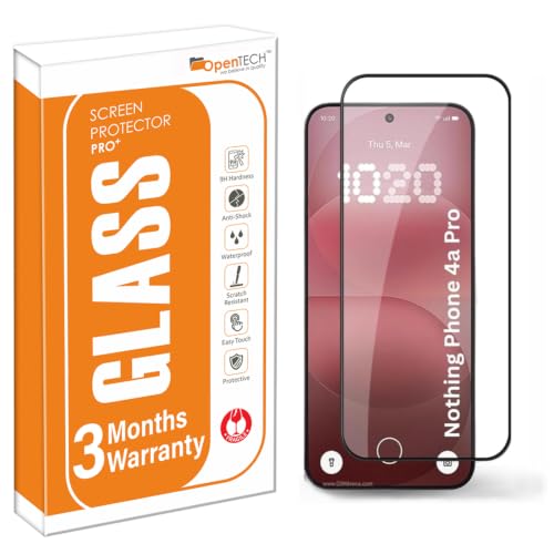 Image of OpenTech Military-Grade Tempered Glass Screen Protector for Nothing Phone 4A / Nothing Phone 4A Pro with Edge to Edge Coverage - Case Friendly, Anti-scratch and Bubble free installation kit