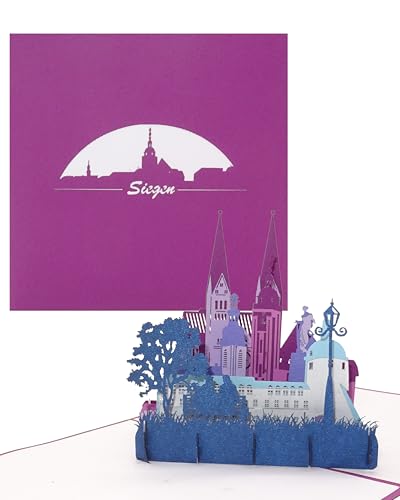 Tarjeta desplegable 'Siegen - Skyline der Stadt', 3D tarjeta de felicitación como souvenir, viaje de ciudad, regalo cupón de regalo, tarjeta con sobre