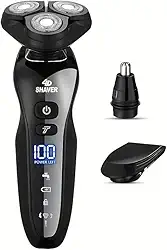 Barbeador Elétrico Profissional 3 Lâminas Rotativas CLâminas e Acessórios Multifuncionais (Patilhas, Aparador de Pelos do Nariz,) - Recarregável via USB