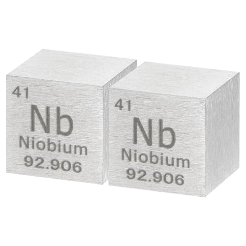 Image of uxcell 2 Pcs Niobium Cube, 0.39 Inch High Density Metal Element Cube Metal Density Cube for Chemical Elements Collection Science Education Experiment Application, Silver