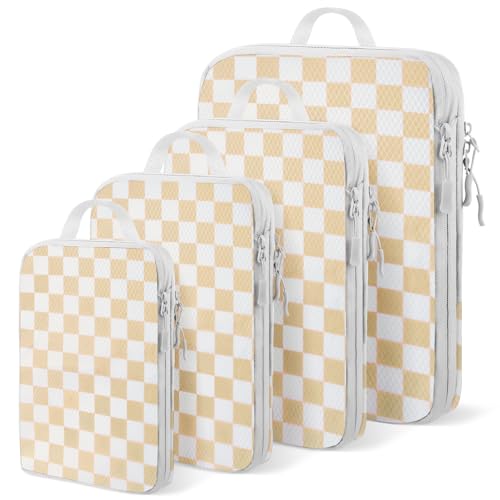 Lemoobolsa 4-Pack Compression Packing Cubes, Khaki