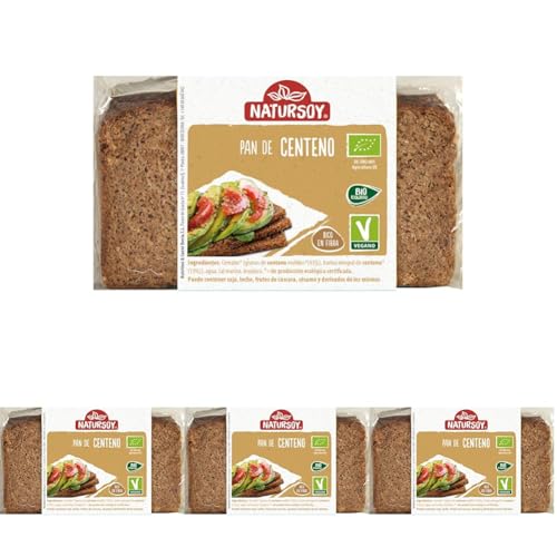 Natursoy Pan de Centeno BIO Ecológico, Rico en Fibra, 500g (Paquete de 4)