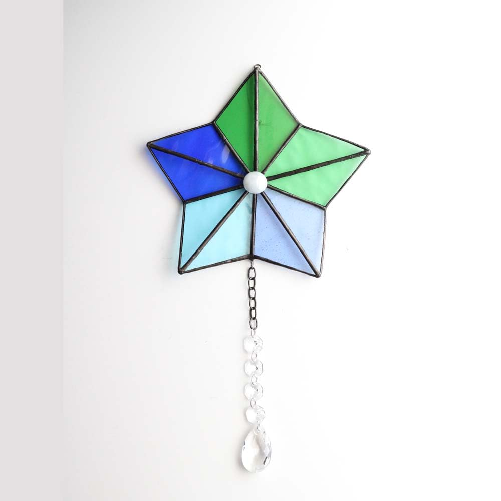 Amazon.co.jp: ステンドグラス サンキャッチャー 壁掛け 星 スター 青