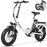 【Powerful Riding Performance】AIWARGOD small folding electric bike is powered by 500W brushless motor with max speed of 22MPH. Equipped with 16"x3" fat tires and a 36V 13Ah(468Wh) removable battery, it can travel 20miles on pure electric mode or 45 mi...