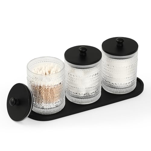 3 Pack Qtip Holder - Bathroom Organizers and Storage, Cotton Roun...