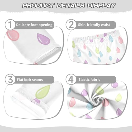 Colored Raindrops Girls Leggings,Workout Leggings for Girls Toddler Athletic Leggings Size for 3-10T3