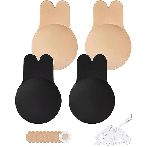 digitharbor Sticky Bra Adhesive Bra 2 Pairs,Push Up Strapless Backless Bra for Women,Invisible Silicone Bras with Pasties Cover
