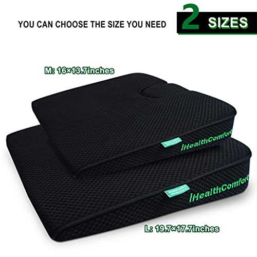 Ihealthcomfort Portable Large Wedge Seat Cushion Orthopedic Memory Foam Wellness Car Seat Office Chair Cushion Pad(19.7×17.7In) #TOP1