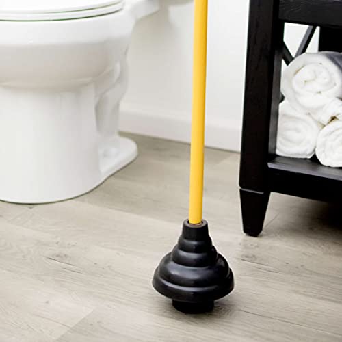 Image of LDR 512 3410A Heavy Duty Drain Handle Double Thrust Rubber Force Cup Removes Clogs for Bathrooms, Kitchens, Baths, Showers, Powerful Commercial and Residential, 26.40 inchX5.35 inch, Wood Flange Plunger