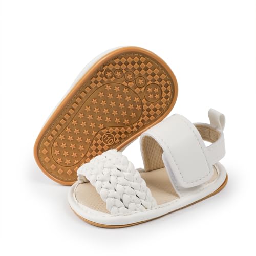 Image of HsdsBebe Baby Girls Sandals Bohemia Flower Bow Soft Sole Toddler First Walkers Beach Summer Shoes