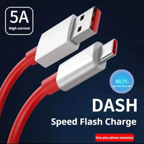 Image of Alitayee 65W Charger Cable USB to Type C Warp Charger SuperVooc /Dash Super Charge Cable Compatible for Oneplus 11,11R,10Pro,10R,10T,9RT,9R,8R,8T Cable for 6 /6T /7 /7T,Ce2-1 Meter, Red By Marchpower.