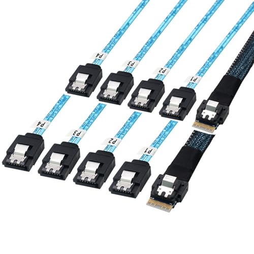 Internal Mini SAS to SATA Cable, SFF-8654 to SATA Cable, 12Gbps Connecting Line, Multi-Lane Mini SAS Host Internal Cable for Server, 1.6FT, 2PACK