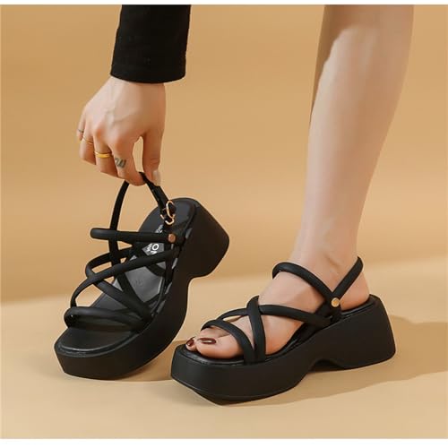 Women's Platform Chunky Heels Sandals with Adjustable Ankle Strap Wide Open Toe Roman Sandals for Wedding Work Party Dress3