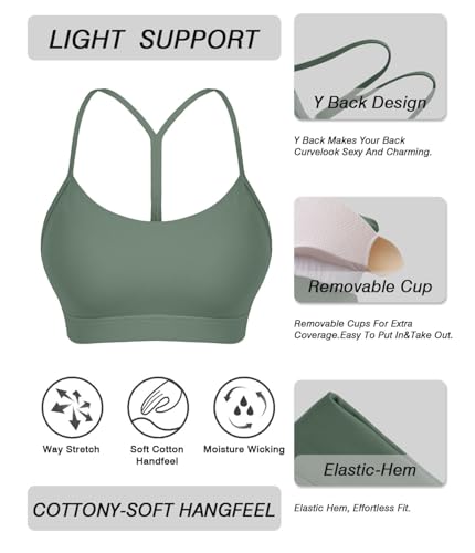 Image of Comper Y Back Sports Bra for Women Low Impact Racerback Workout Bras Sexy Thin Straps Yoga Bras with Removable Pads