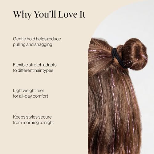 Kitsch Nylon Hair Ties No Damage, Stretchable Hair Bands, 20 Pcs, Black - image 3