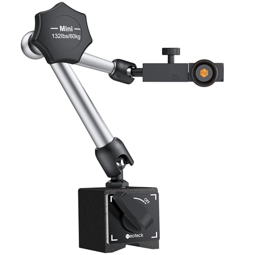 Neoteck Soporte Magnético Flexible, Base Magnética para Reloj comparador Soporta Fuerza Máxima 132lbs (60kg) Soporte de Dial Magnetico con Interruptor ON/OFF