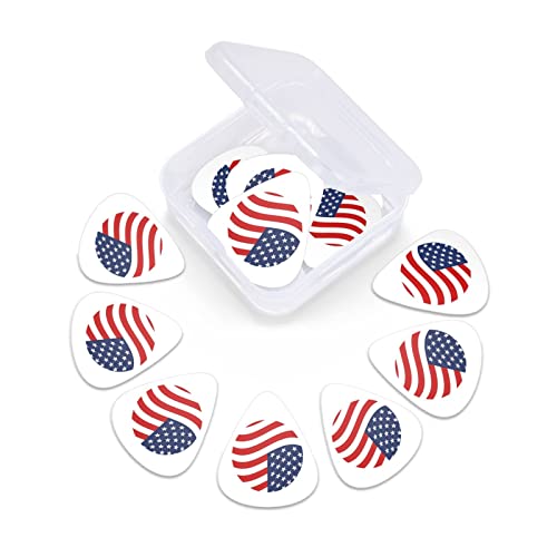 American Flag Guitar Picks For Guitar Players，Guitar Picks For Acoustic Guitar，Classical Triangle For Bass, Electric Acoustic Guitars 12 Pack #TOP5