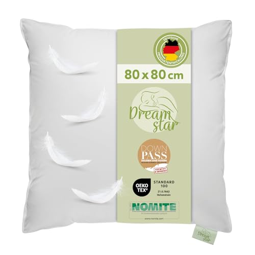 DREAMSTAR Daunenkissen 80 x 80 cm | 3-Kammer Daunenkopfkissen | Kopfkissen 80 x 80 Daunen & Federn | Kissen ÖKO-TEX | Top Hotelqualität | Allergiker geeignet DREAMSTAR Daunenkissen 80 x 80 cm | 3-Kammer Daunenkopfkissen | Kopfkissen 80 x 80 Daunen & Federn | Kissen ÖKO-TEX | Top Hotelqualität | Allergiker geeignet