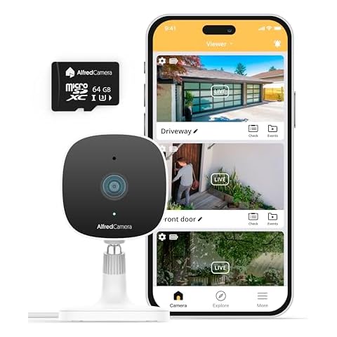 AlfredCamera Indoor/Outdoor IP65 Waterproof 2.5K 2.4GHz Wi-Fi Smart Home Security Camera (64GB microSD Card Included)- AlfredCam Plus, Baby/Pet Cam, Color Night Vision- Works App Cover
