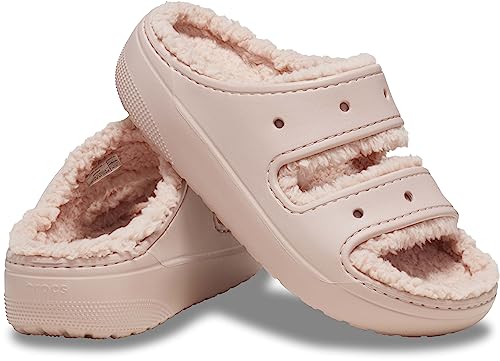 Image of Crocs Unisex-Adult Classic Cozzzy Sandals, Fuzzy Slippers and Slides, Pink Clay, 4 Men /6 Women