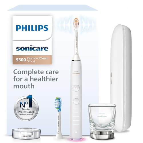 Philips Sonicare DiamondClean Escova de dentes elétrica inteligente recarregável para higiene bucal completa – Série 9300, branca, HX9903/05