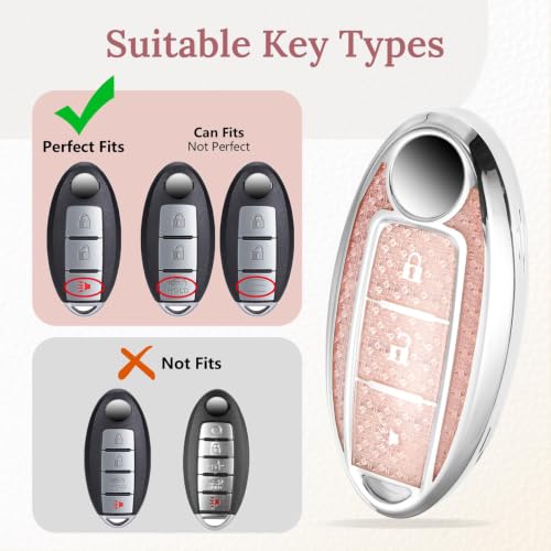 Image of Key Fob Cover for Nissan, Pink Rhinestone Loop